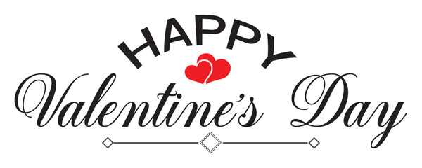 Happy Valentine's day text lettering typography poster background Vector illustration .handwritten calligraphy text, isolated on white background.