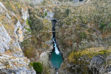 View of Velika Dolina and Reka river at Škocjan caves in Primorska, Slovenia