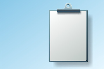 Clipboard communication, white sheet of paper in a clipboard, business paper. Vector illustration