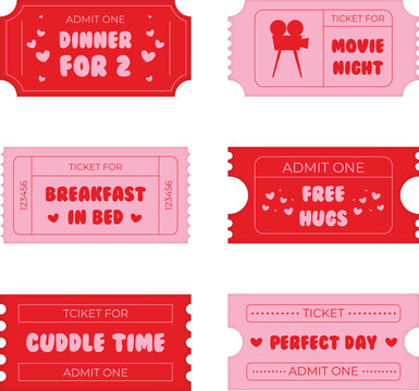 Love Tickets, coupons, valentine day, love, hearts