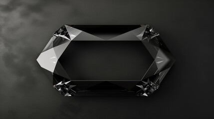 3d rendering of black diamond on black background with copy space.