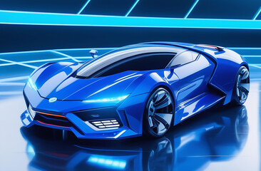 Super cyber car of the future, a beautiful car for high-speed driving.