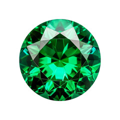 isolated illustration of green circle emerald gem crystal. Created with Generative AI