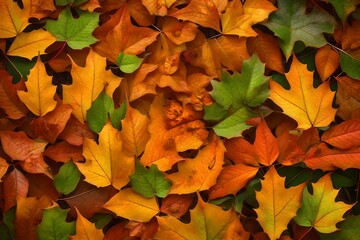 Naklejka na ściany i meble fresh autumn leaves reveal vibrant organic pattern