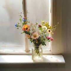 flowers in a glass vase.