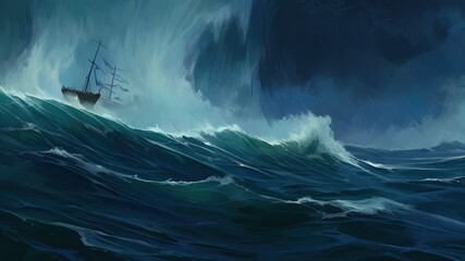 嵐の夜の海原_5
