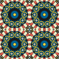 Seamless pattern with surreal multicolor ornament. Version No. 3. Vector illustration