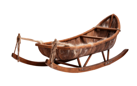 Wooden sled PNG. Wooden sled for ice ride PNG.