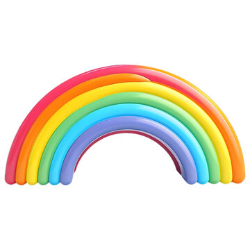 3D Rendering of a Colorful Rainbow on Transparent Background - Ai Generated