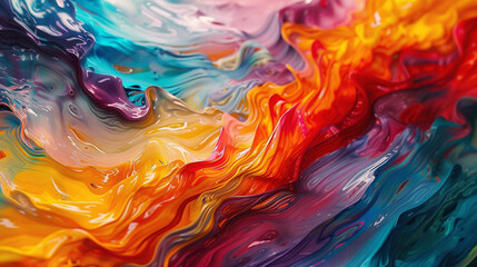 A hypnotic choreography of vibrant waves, fluid colors colliding in an intricate dance, creating an awe-inspiring abstract panorama.