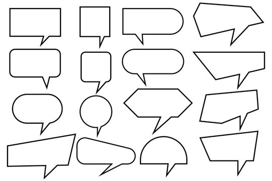 Set of bubble chat. Speech bubble, comic dialogue, line art. Speech bubble template collection. Vector illustration