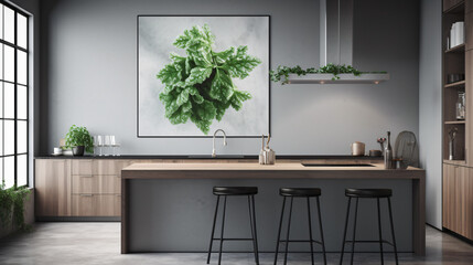 Oregano plant placed in a modern and sleek culinary space.