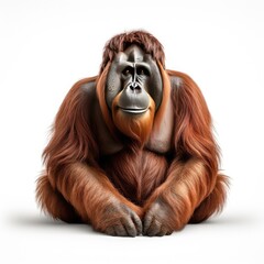 Borneo orangutan illustration on white background - obrazy, fototapety, plakaty