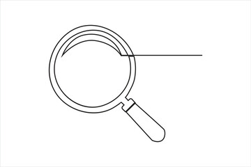 magnifying glass in continuous One line drawing. Linear stylized. Minimalist Vector illustration.