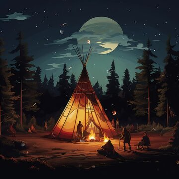 View of camping with tipi and a8df