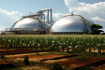 Modern technology in agriculture - bioenergy plant by the field