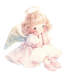 Fototapeta premium cute little angel cartoon characters, transparent background.