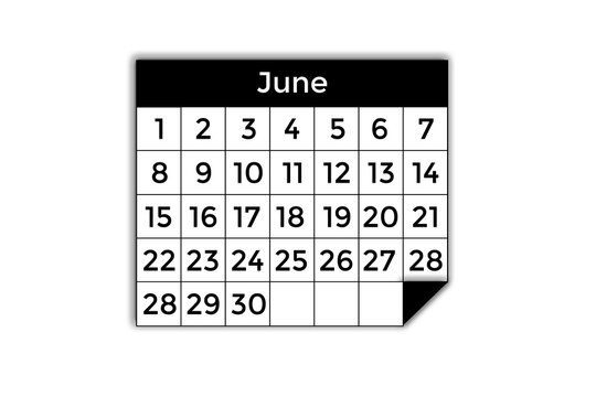 calendar, monthly calendar, agenda, june, month of june, schedule, event, holiday, date, day, week, month, year, annual, notes, take note, planning