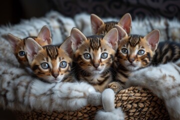 Group Of Bengal Cats