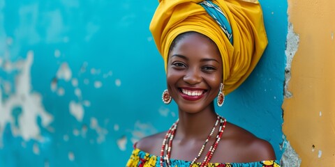 Happy Brazilian Woman Of African Descent Dressed In Traditional Baiana Costumes In Salvador Da Bahia, Brazil