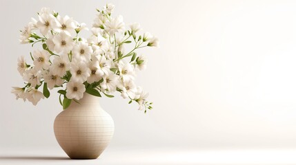 Naklejka premium Against a clean and isolated transparent background, a pristine vase holds an arrangement of beautiful white flowers. 