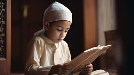 The boy learned to read the Quran from inside the mosque, a concept of the next generation of Islam