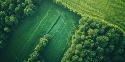 Aerial View Of Serene And Breathtaking Landscape On Green Background