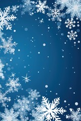 Fototapeta na wymiar Azure christmas card with white snowflakes