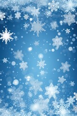Naklejka na ściany i meble Azure christmas card with white snowflakes