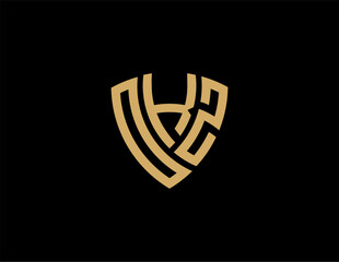 OKZ creative letter shield logo design vector icon illustration
