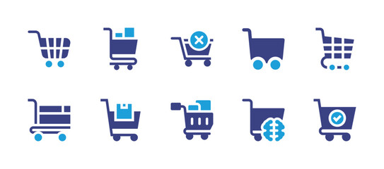 Shopping cart icon set. Duotone color. Vector illustration. Containing shopping cart, remove cart.