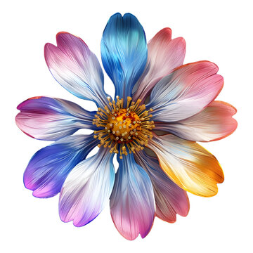 3D Rendering of a Colorful Flower on Transparent Background - Ai Generated