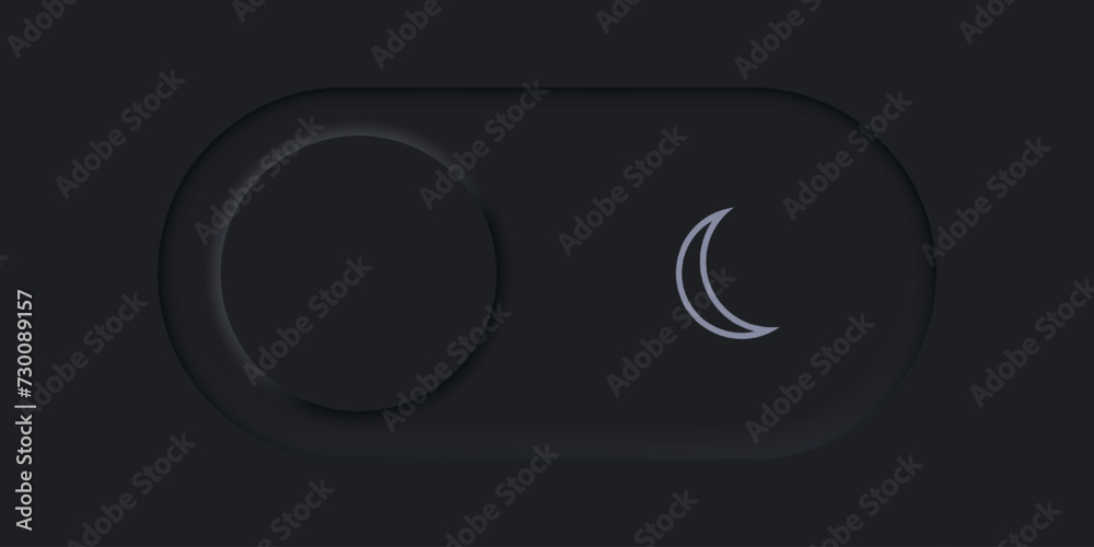 Poster Active button in neomorphism style. Turn off. Slider for your application. Vector EPS 10