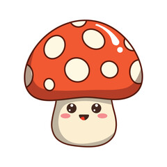 Cute Kawaii Mushroom Chibi Mascot Vector Cartoon Style