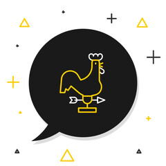 Line Rooster weather vane icon isolated on white background. Weathercock sign. Windvane rooster. Colorful outline concept. Vector