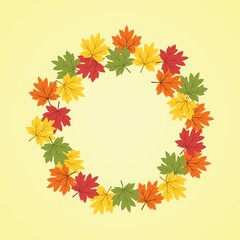 Autumn Wreath Background Illustration Flat Style