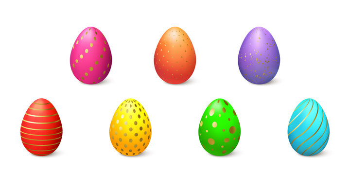 Set of colorful Easter eggs, isolated on white