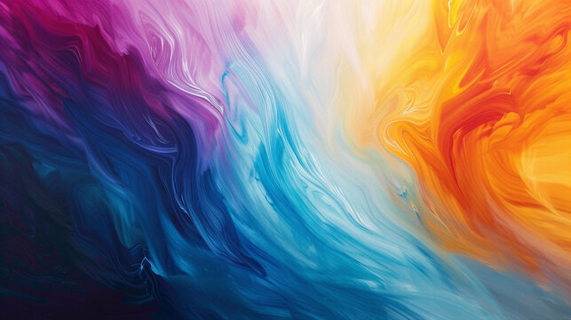 Fluid poetry of hues and motion, a vibrant cascade of colors against the canvas of serene simplicity.
