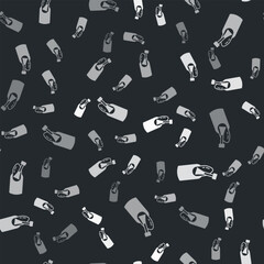Grey Nail manicure icon isolated seamless pattern on black background. Vector