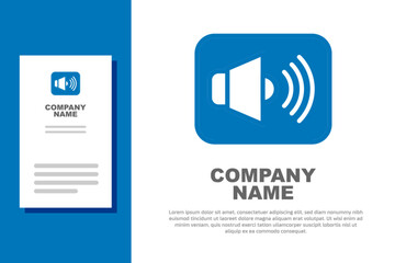 Blue Speaker volume, audio voice sound symbol, media music icon isolated on white background. Logo design template element. Vector