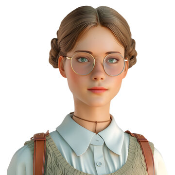 3D Rendering of a Female Teacher Standing on Transparent Background - Ai Generated