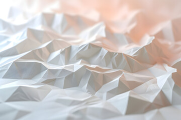 A a crumpled piece of paper with a pattern of interconnected pyramids in shades of pink, in folded texture