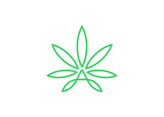 Cannabis line vector logo graphic. Modern minimalist cannabis logo. Letter A and cannabis logo vector