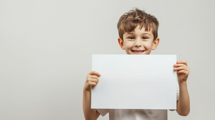 Happy Youngster with Empty Board: Ideal Copy Space