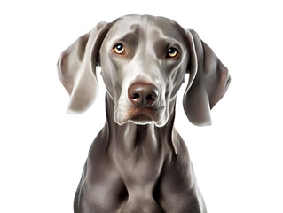 Sleek Weimaraner, isolated on a transparent or white background