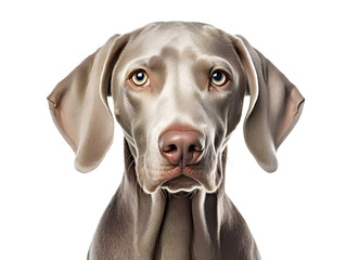 Sleek Weimaraner, isolated on a transparent or white background