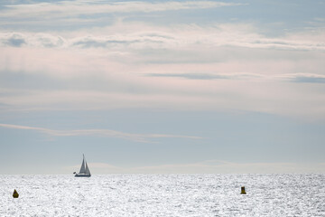 summer holidays sailboat on the sea with negative space high res file