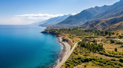 Fototapeta na wymiar Aerial summer scene of Adriatic coast of Albania
