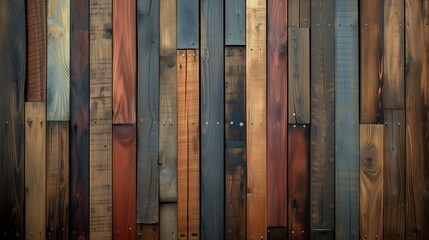 A textured wall of wooden planks tightly packed together from various shades of wood. Textured wood background, wallpaper for design, covers and postcards
