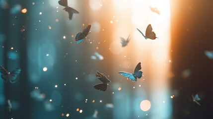 Butterflies flying on beautiful background 